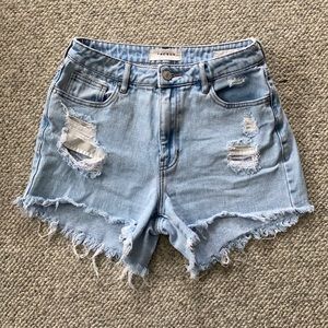 Light Wash Distressed Denim Shorts | PacSun